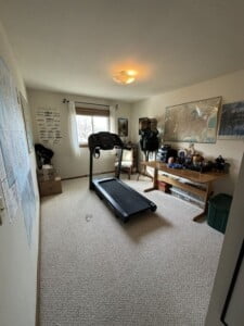 bedroom made into exercise room